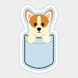 Cute Corgi In Pocket Sticker